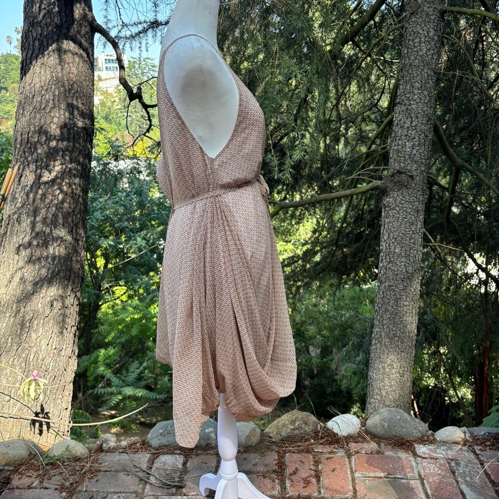 RODEBJER Tan & Black Silk Drapey Sleeveless Dress - Picture 6 of 10